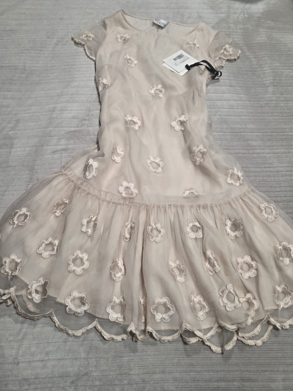 RED Valentino Cream Floral Appliqué Mini Dress